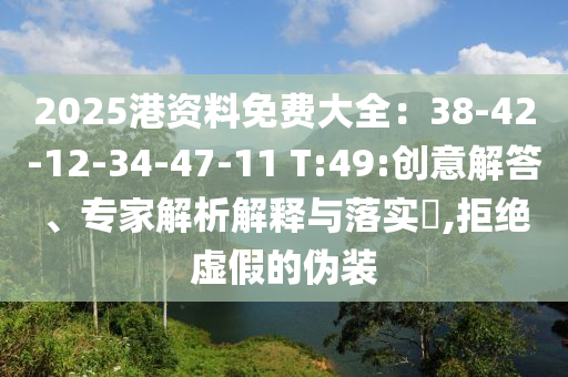 2025港資料免費(fèi)大全：38-42-12-34-47-11 T:49:創(chuàng)意解答、專家解析解釋與落實(shí)?,拒絕虛假的偽裝